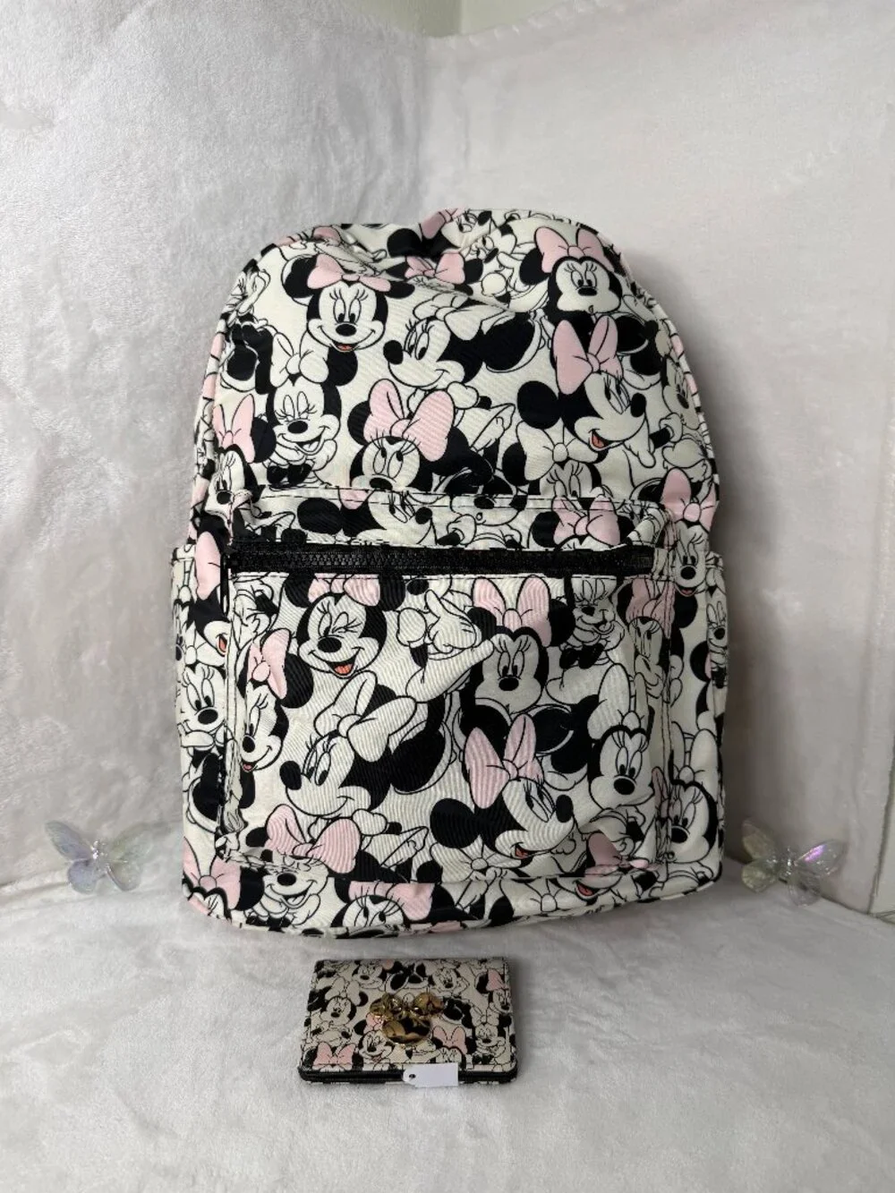 Disney Minnie Mouse Bioworld Backpack & Mini Wallet Set – New